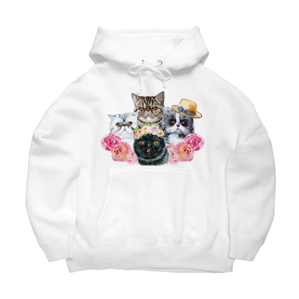 SANKAKU DESIGN STOREの仲良し！ぺちゃかわ猫ちゃんたちのバカンス。 Big Hoodie