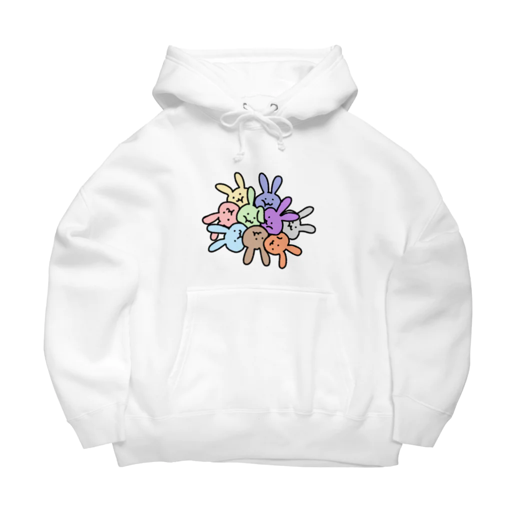 福モウフのぎゅうぎゅうウサギ（color） Big Hoodie