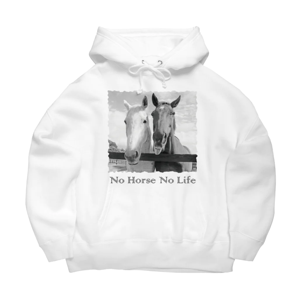 SHOP HAPPY HORSES（馬グッズ）のスピプー（モノクロ） ビッグシルエットパーカー