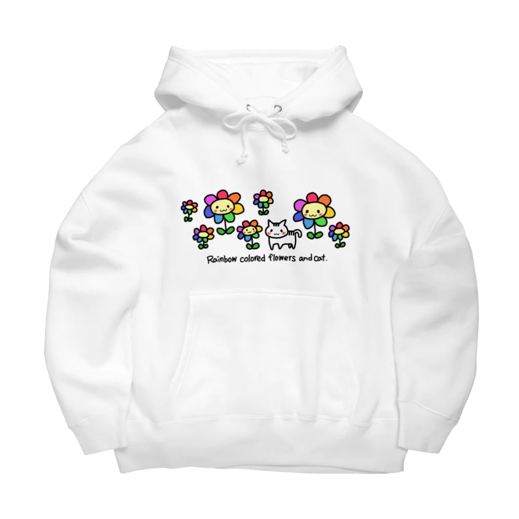 ピンキーハウスの虹色の花と猫（フチなし） Big Hoodie