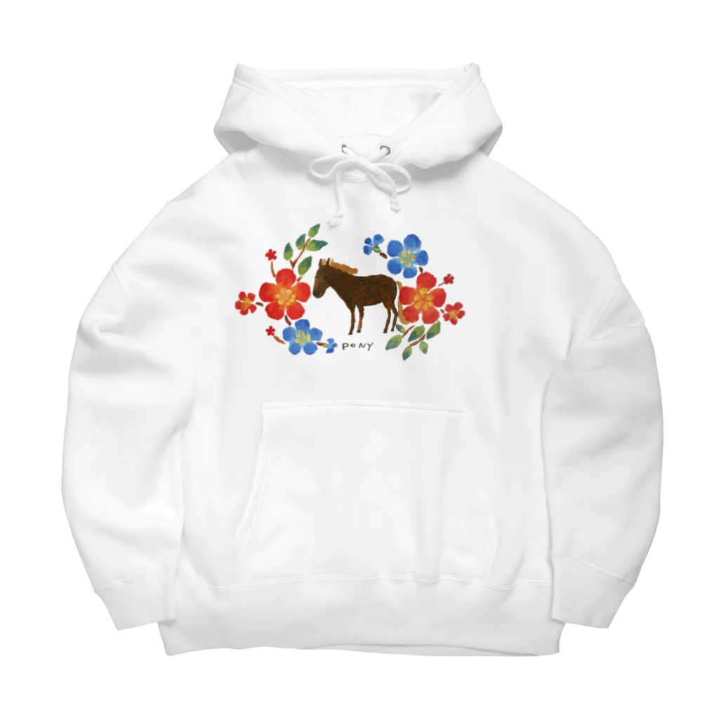 poniponiの馬と鮮やかな花 Big Hoodie