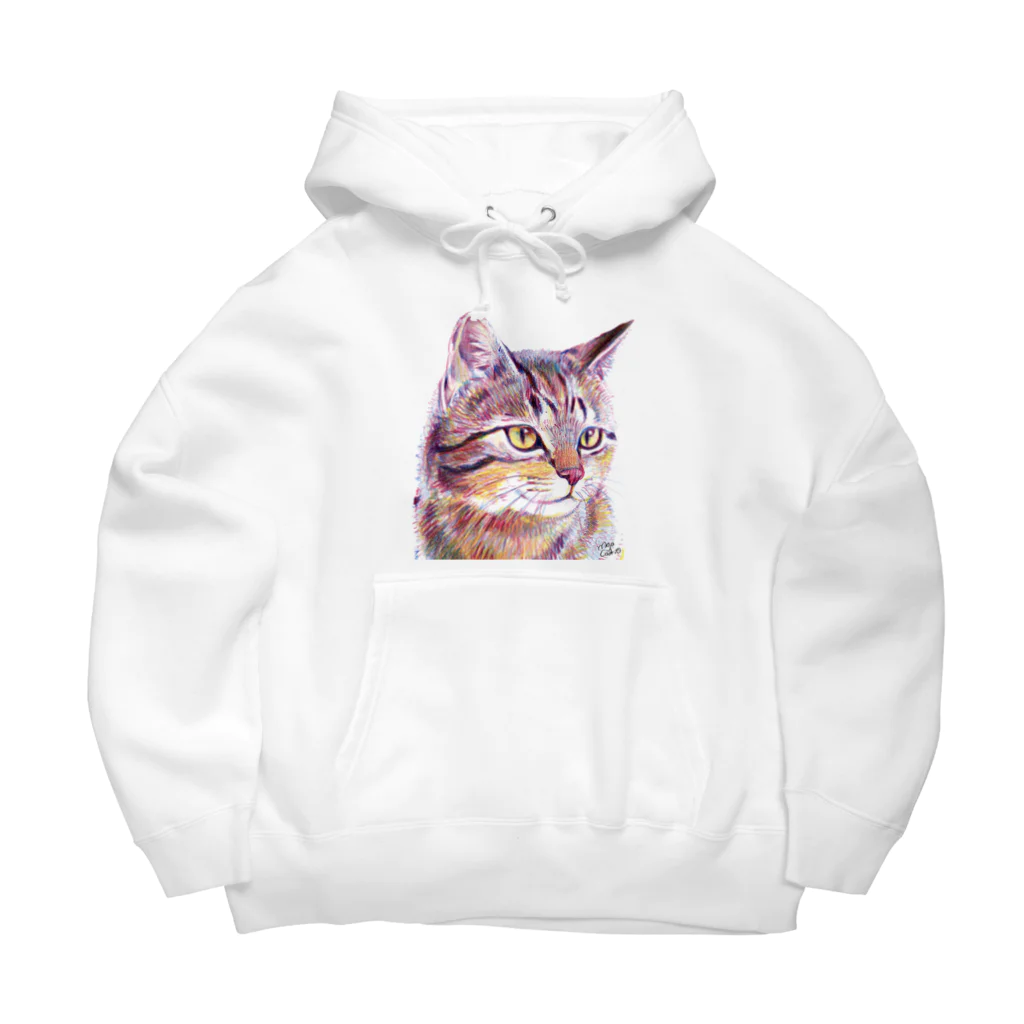 もじゃクッキーの３色の色鉛筆で描いた猫 Big Hoodie