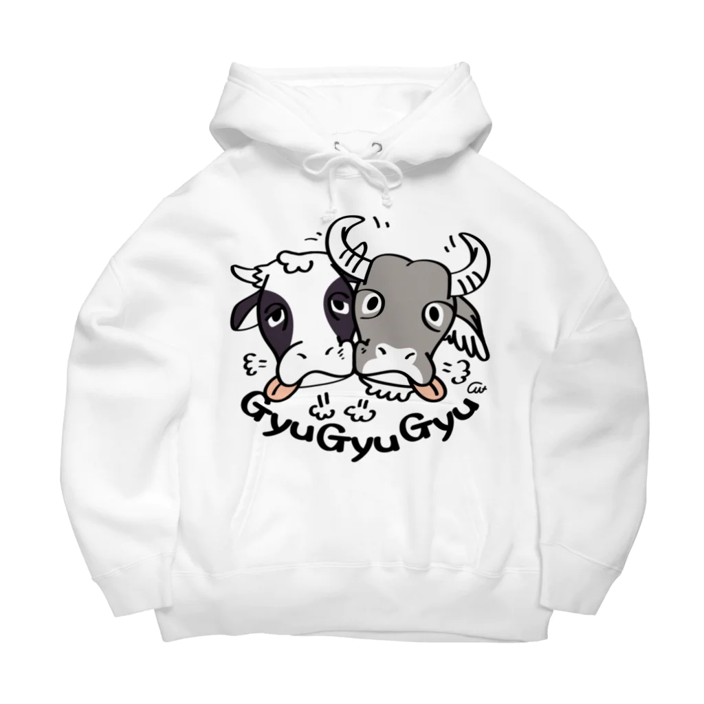 イラスト MONYAAT の牛のギュウギュウB Big Hoodie