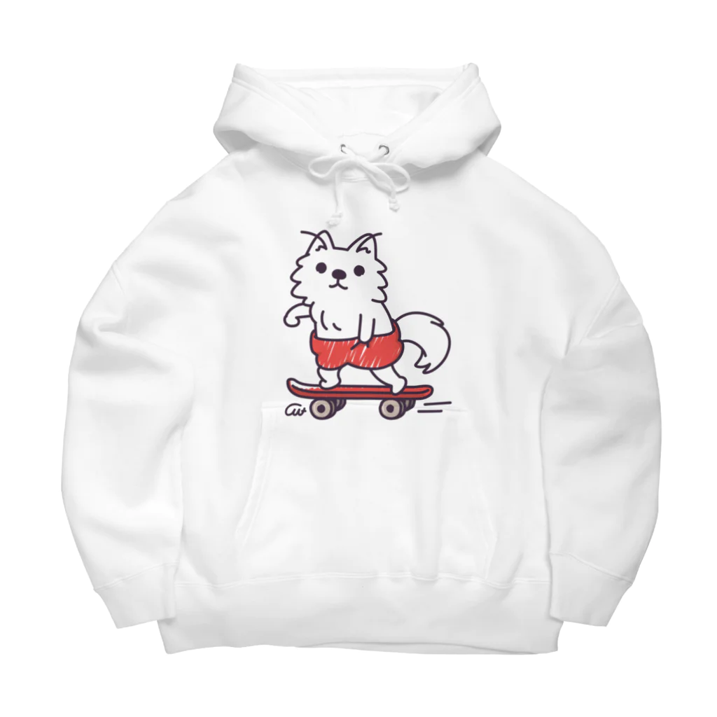 イラスト MONYAAT の赤ぱんポメラのスケボー Big Hoodie