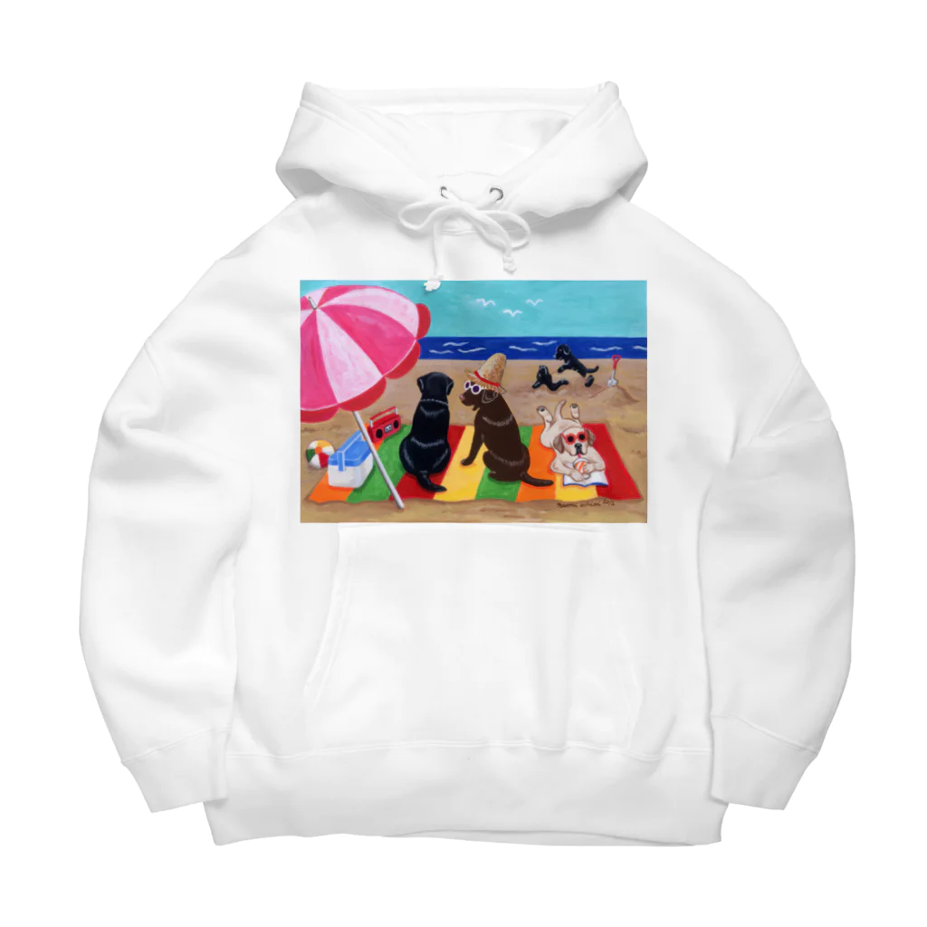 ハッピー・ラブラドールズの浜辺のラブラドール Big Hoodie