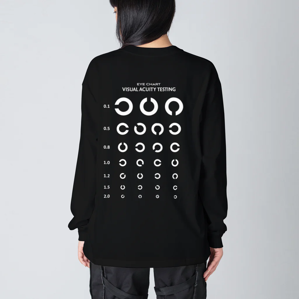 kg_shopの[☆両面] Visual Acuity Testing [ホワイト]  Big Long Sleeve T-Shirt