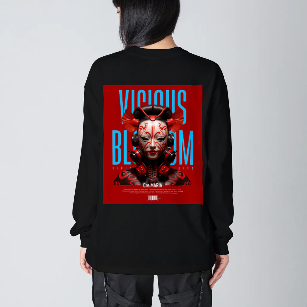 Cre:MARIAのVicious Blossom -芸者- ver.red ビッグシルエットロングスリーブTシャツ