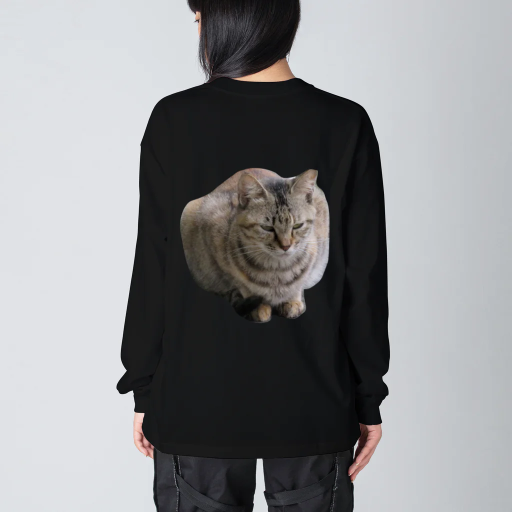 ミラくまの睨みを効かせた猫 ビッグシルエットロングスリーブTシャツ