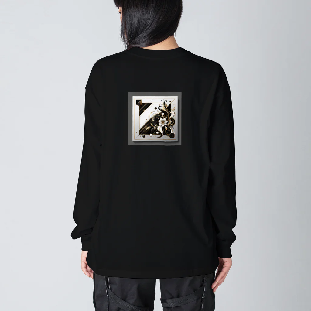 Black_White_GoldのFlower ビッグシルエットロングスリーブTシャツ