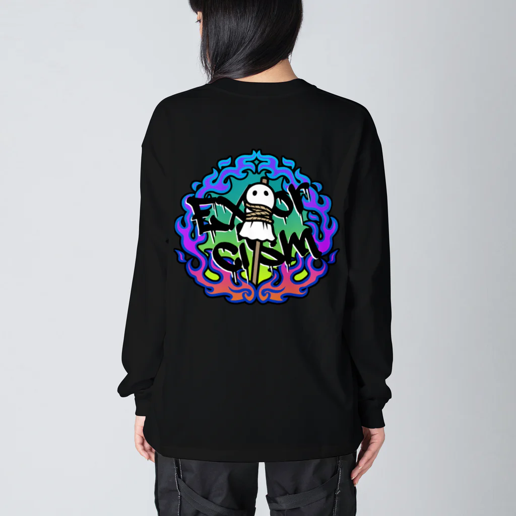 BonbonWhip SUZURI店の火あぶりおばけ(青) Big Long Sleeve T-Shirt