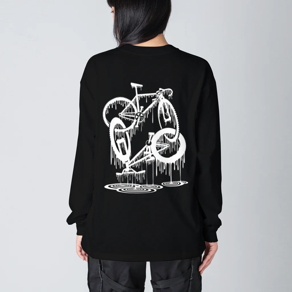 nidan-illustrationのmelted bikes #2 (white ink) ビッグシルエットロングスリーブTシャツ