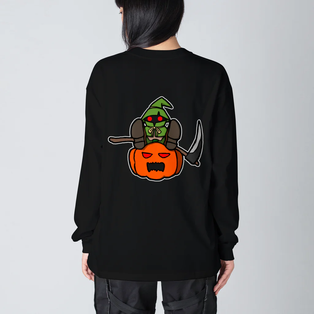 ナチュラルサトシのめへのスケアクロウとジャック・オー・ランタン（バックプリント） Big Long Sleeve T-Shirt