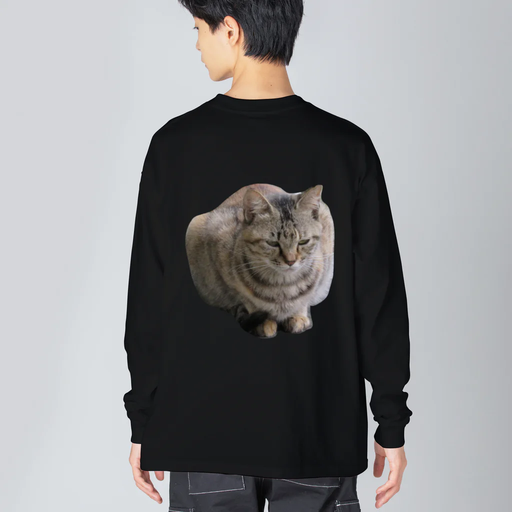 ミラくまの睨みを効かせた猫 ビッグシルエットロングスリーブTシャツ
