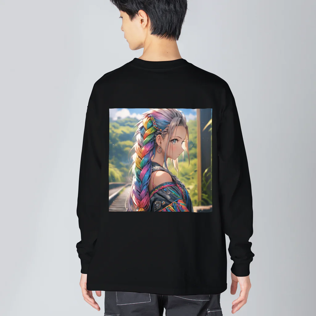 かわいい娘ショップのカラフルヘアー少女 Big Long Sleeve T-Shirt