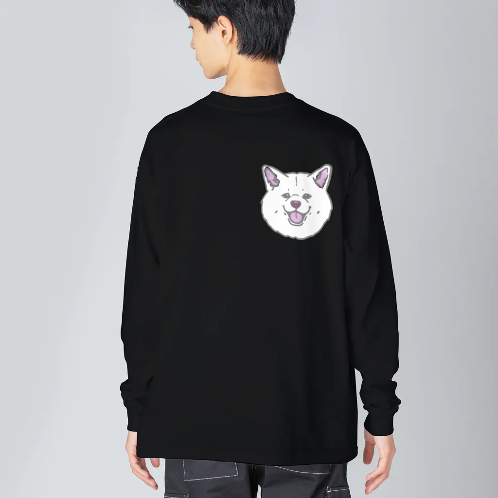 春風工房の秋田犬ハッピースマイル白毛 ビッグシルエットロングスリーブTシャツ