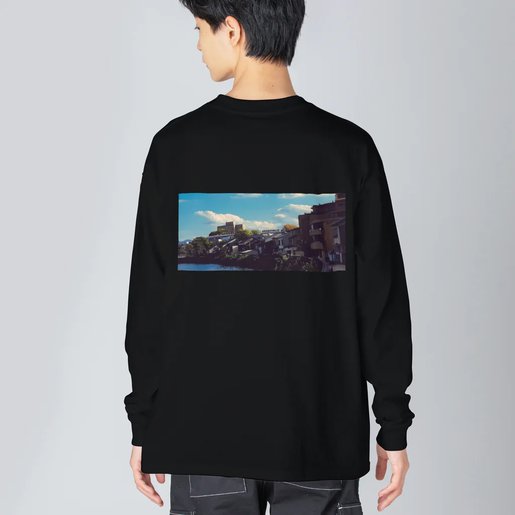 🦌の雲と風景の服 ビッグシルエットロングスリーブTシャツ