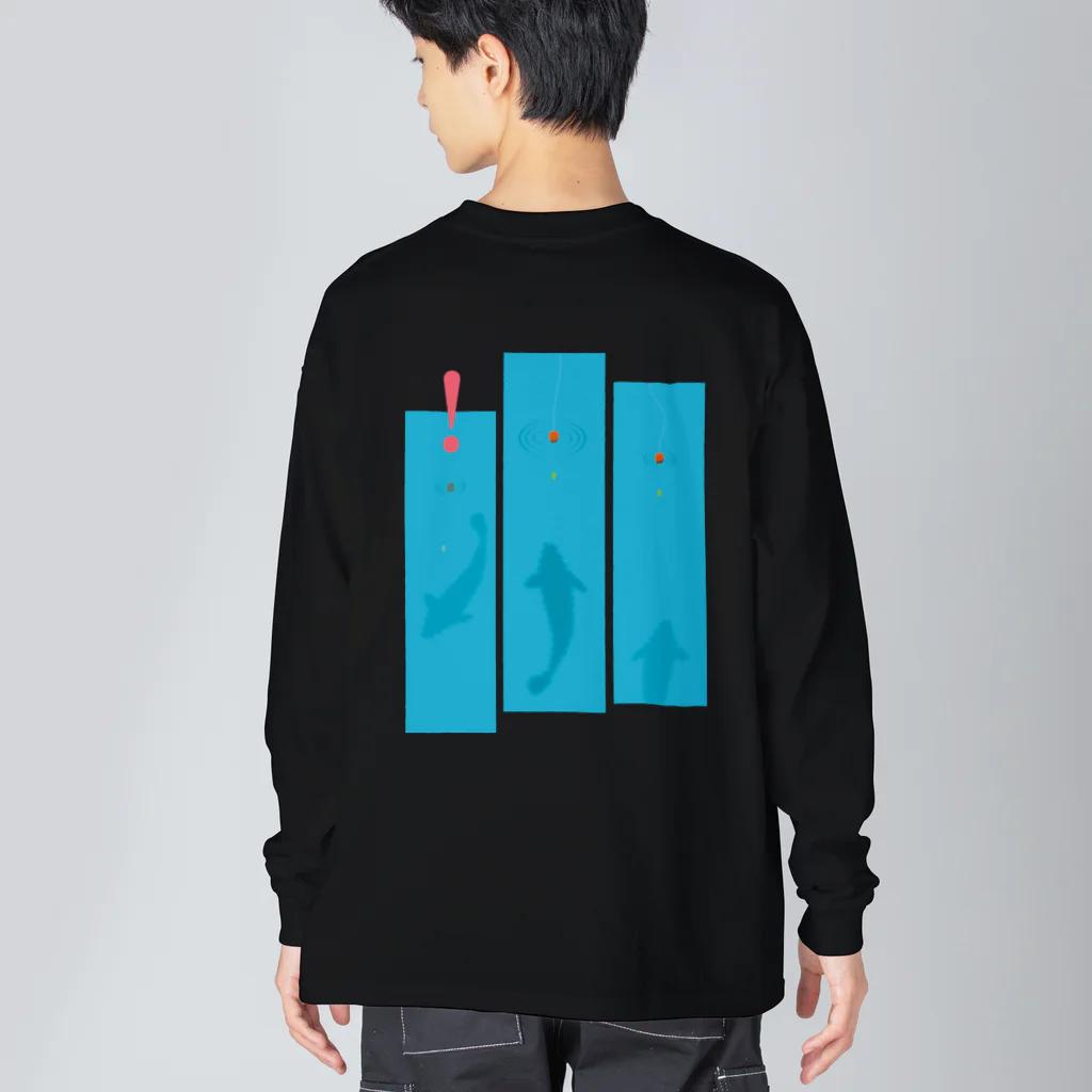 Riki Design (Okinwa Fishing style)の魚影~アタリ!_ロゴホワイト Big Long Sleeve T-Shirt