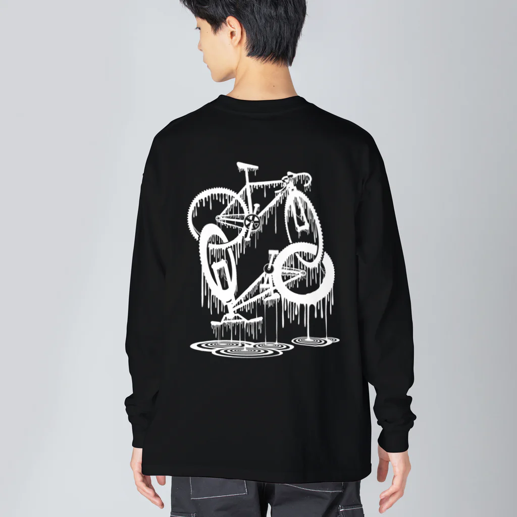 nidan-illustrationのmelted bikes #2 (white ink) ビッグシルエットロングスリーブTシャツ