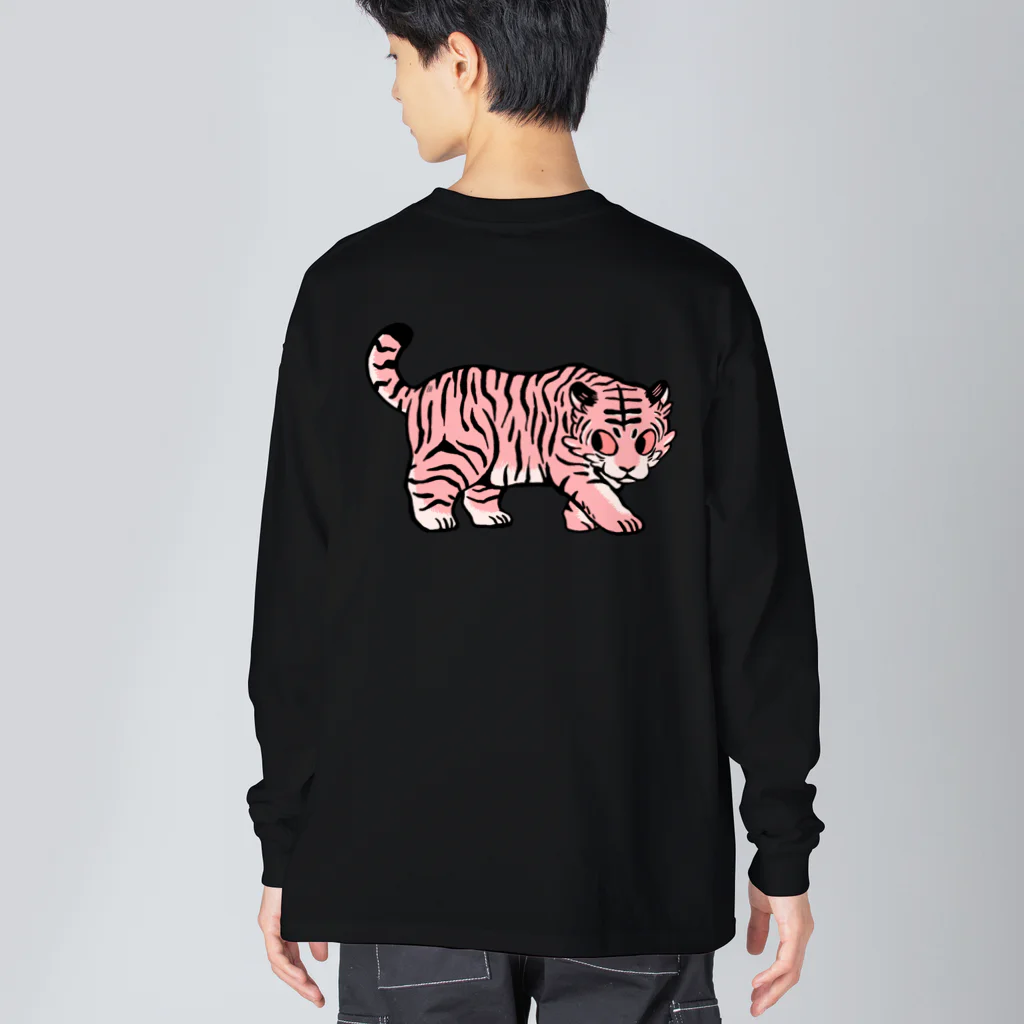 あらいきりこのピンクのトラ ビッグシルエットロングスリーブTシャツ