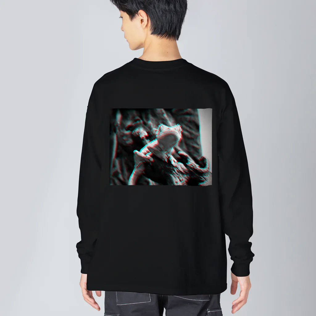 Ata_reptileのCrested Gecko anaglyph Big Long Sleeve T-Shirt