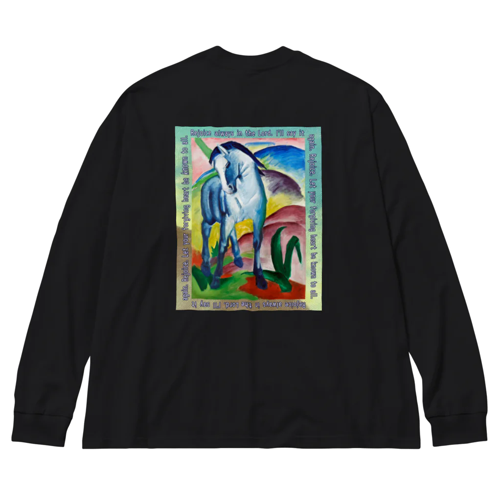 アニマル四字熟語のフランンツマルクの青い馬　 Big Long Sleeve T-Shirt