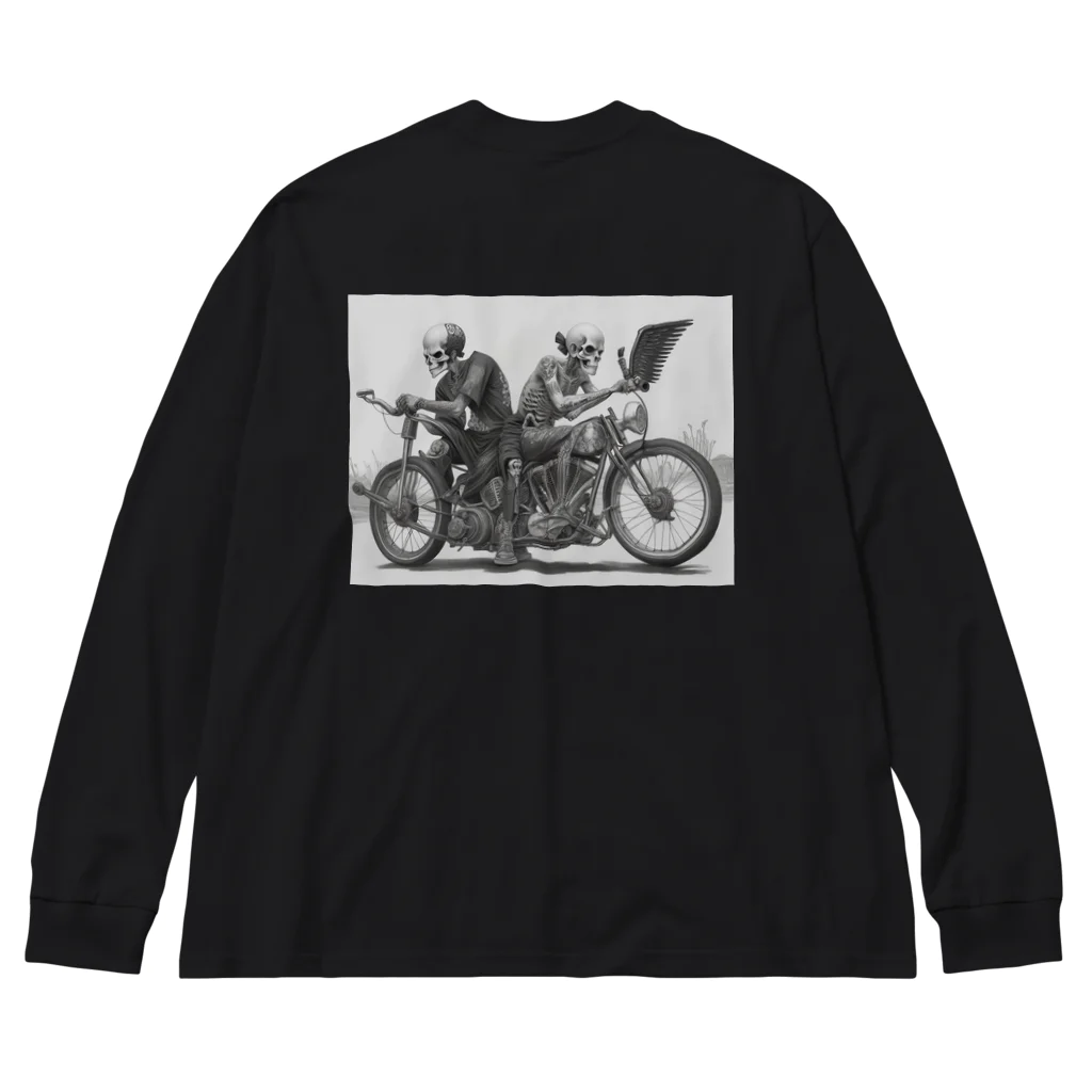 Skull sectionのバイクとドクロ（黒メイン） ビッグシルエットロングスリーブTシャツ