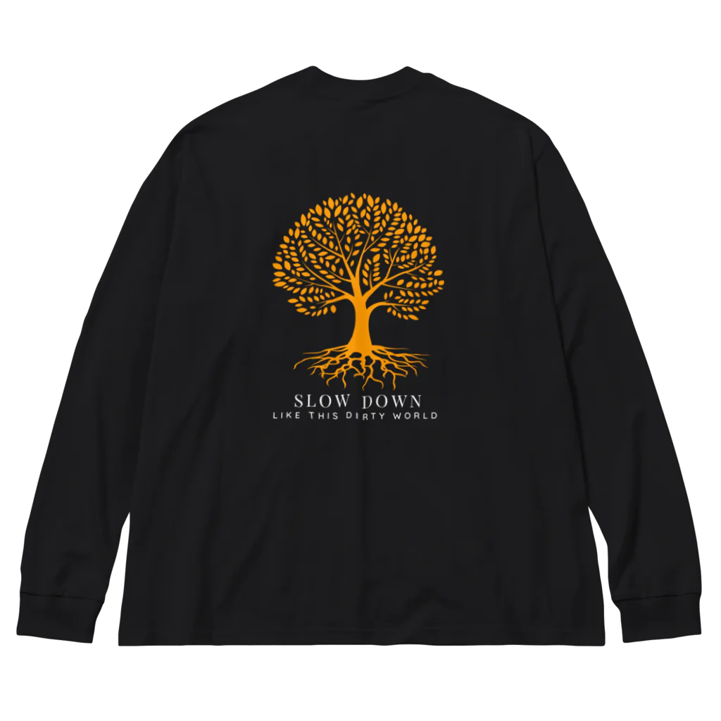 SLOW DoWN333のSLOWDoWN yellow tree wear  Big Long Sleeve T-Shirt