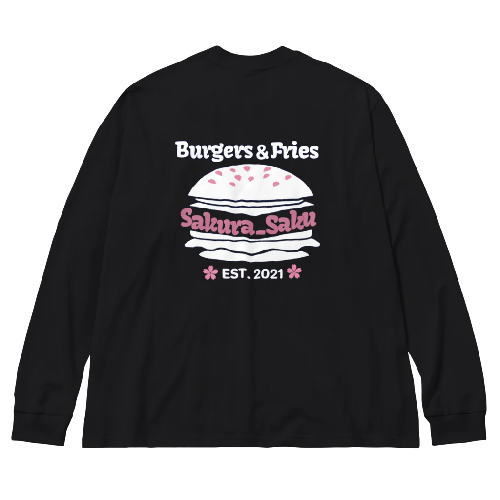 Burgers&Fries Sakura_SakuのBurgers&Fries Sakura_Saku ロゴアイテム（ホワイト） Big Long Sleeve T-Shirt