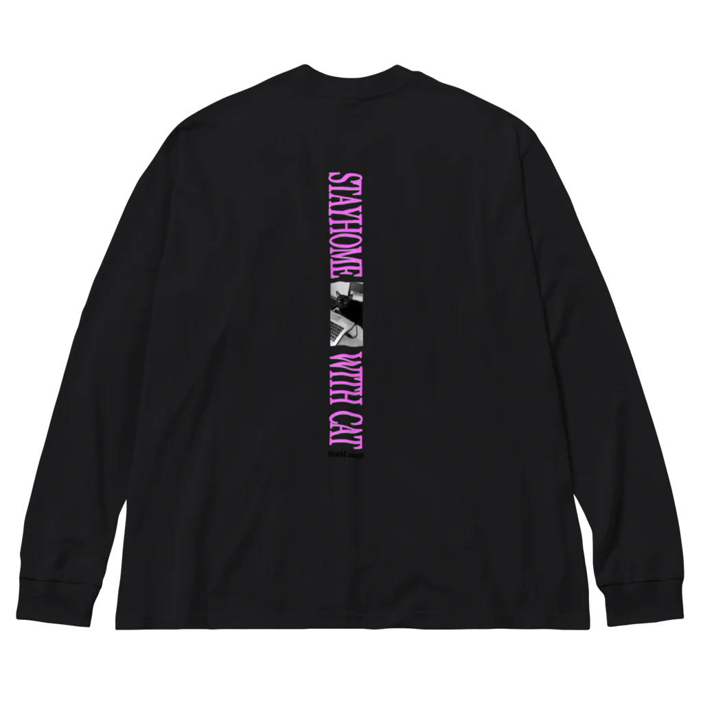 クロネコチャコとフランス額装のショップのステイホームウィズキャッツ 루즈핏 롱 슬리브 티셔츠