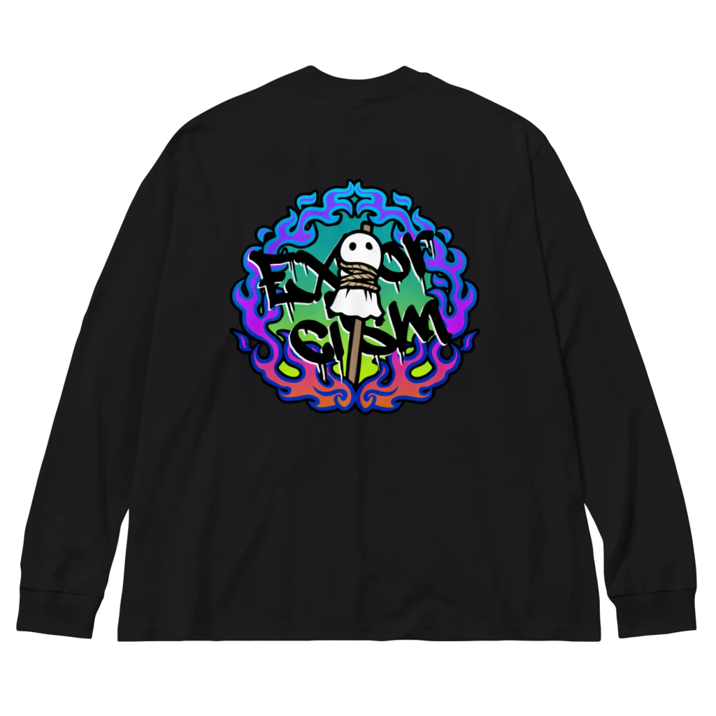 BonbonWhip SUZURI店の火あぶりおばけ(青) Big Long Sleeve T-Shirt