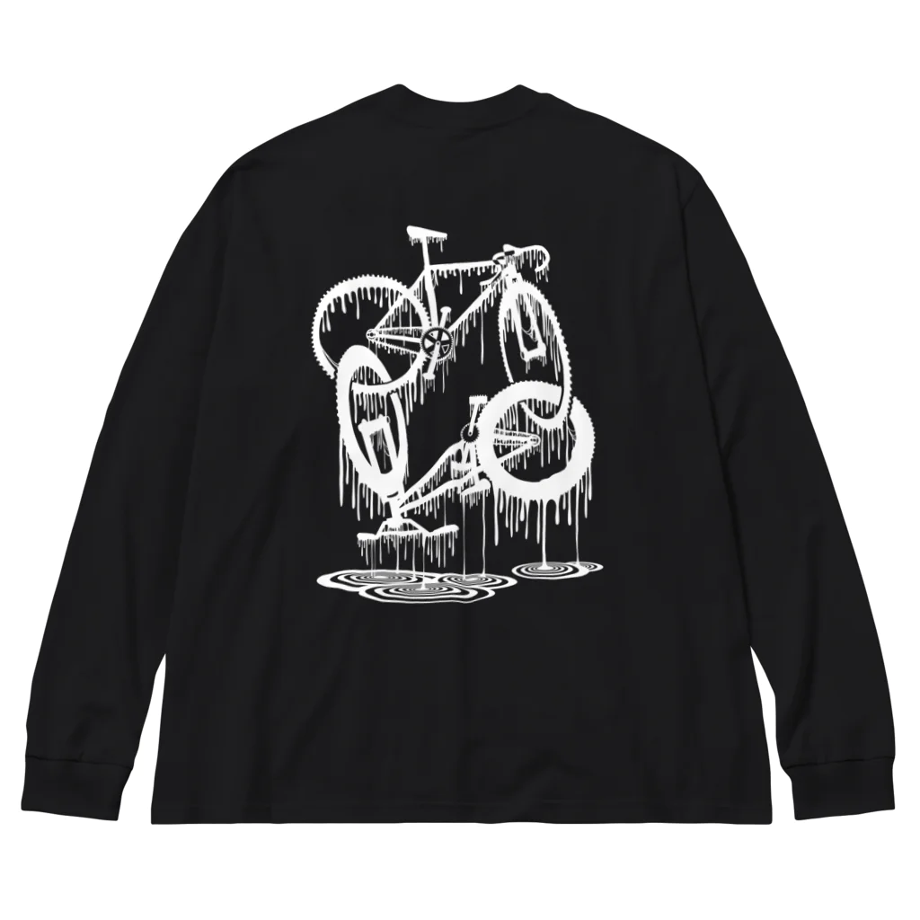 nidan-illustrationのmelted bikes #2 (white ink) ビッグシルエットロングスリーブTシャツ