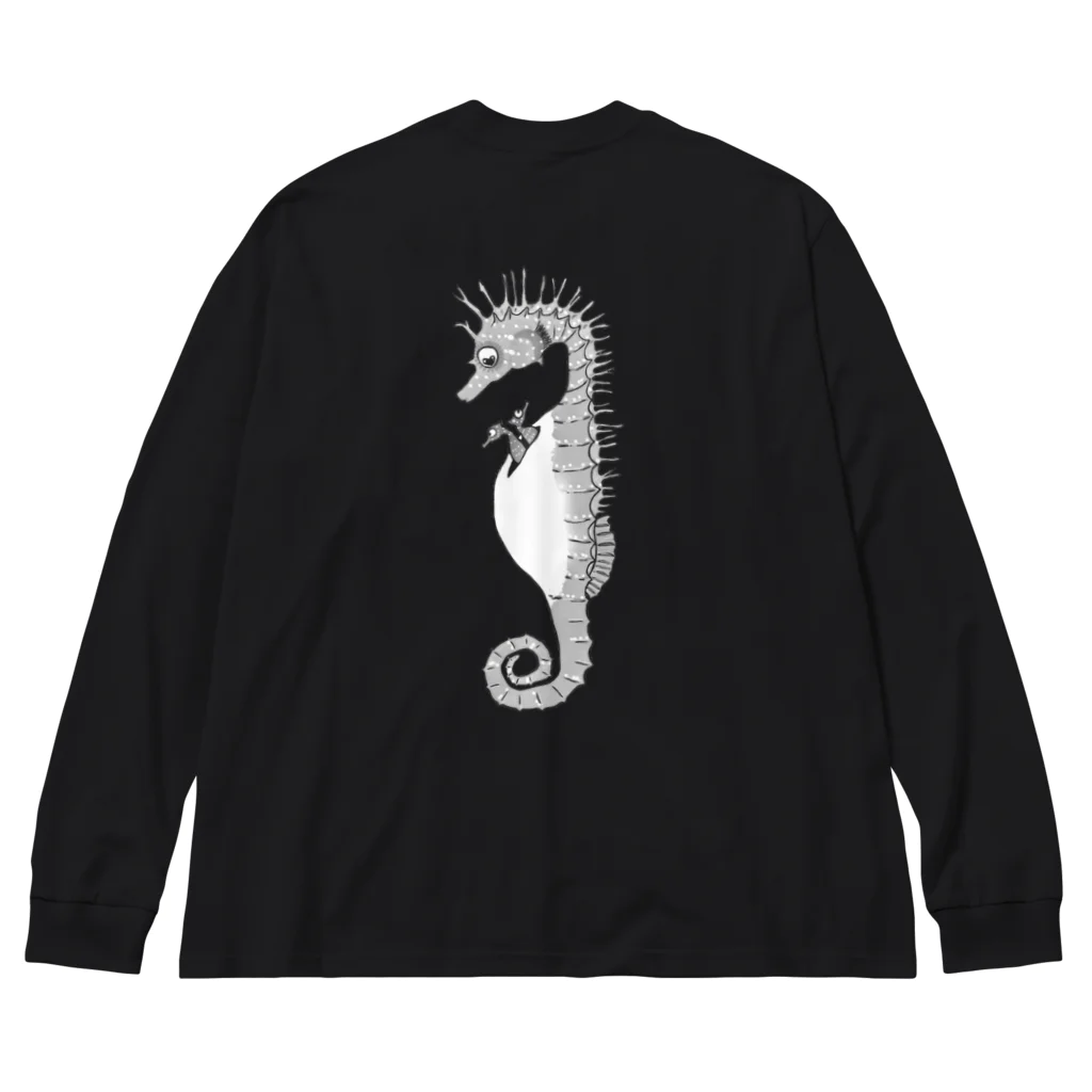 LalaHangeulのタツノオトシゴさんはイクメンです　モノトーン Big Long Sleeve T-Shirt