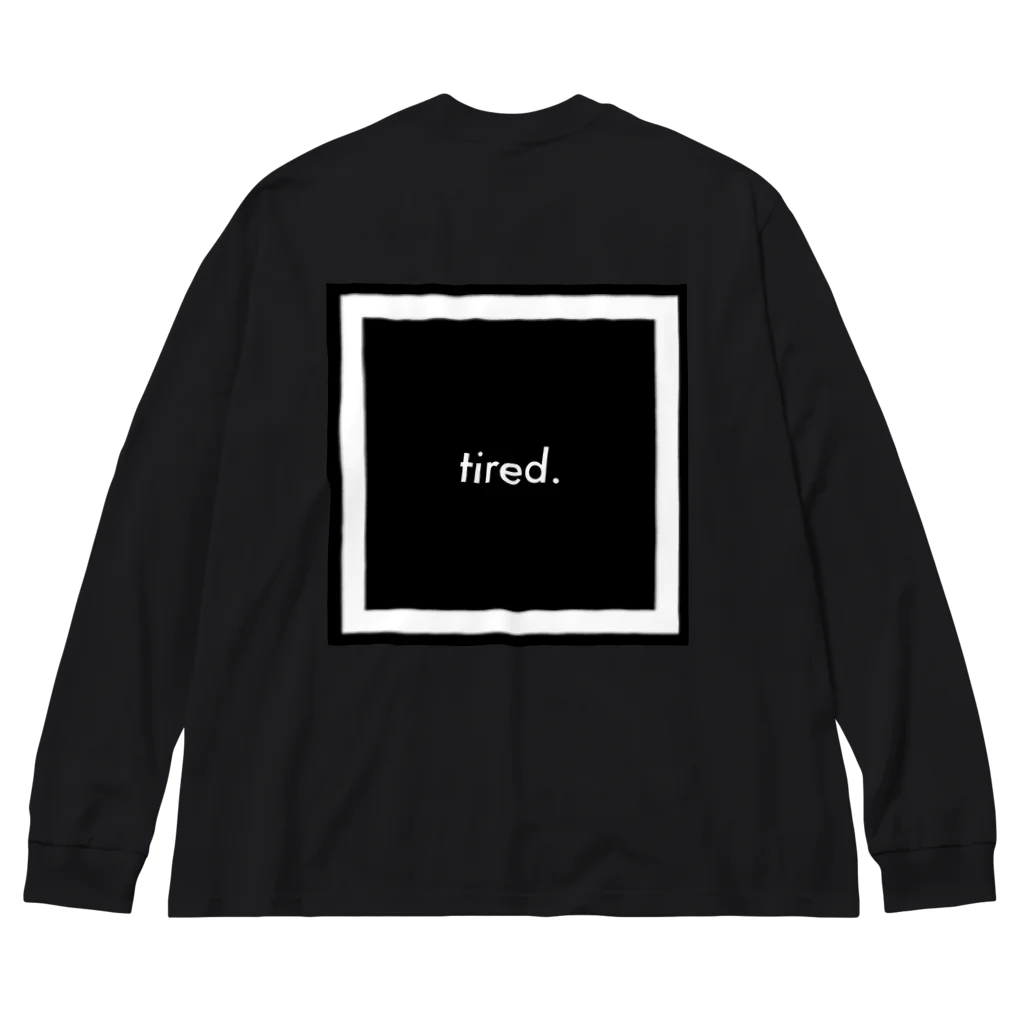 tired.のtired. スクエアロゴ黒 ビッグシルエットロングスリーブTシャツ