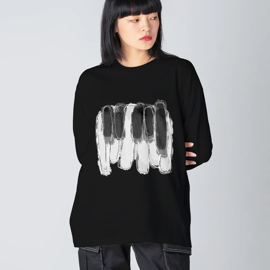 Naa Piano Music (ピアノデザインコレクション)の🎹 ピアノ 鍵盤 (大)  Big Long Sleeve T-Shirt