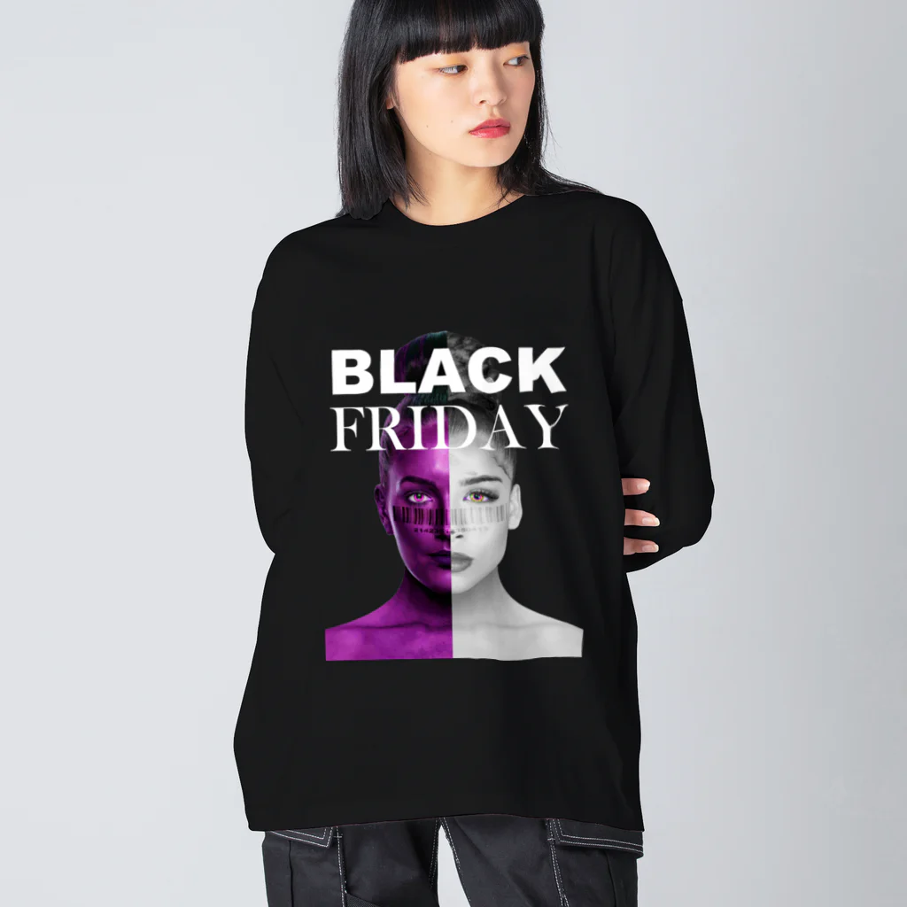 VRIGVTVSHI のBLACK FRIDAY FLYER (BLACK) ビッグシルエットロングスリーブTシャツ