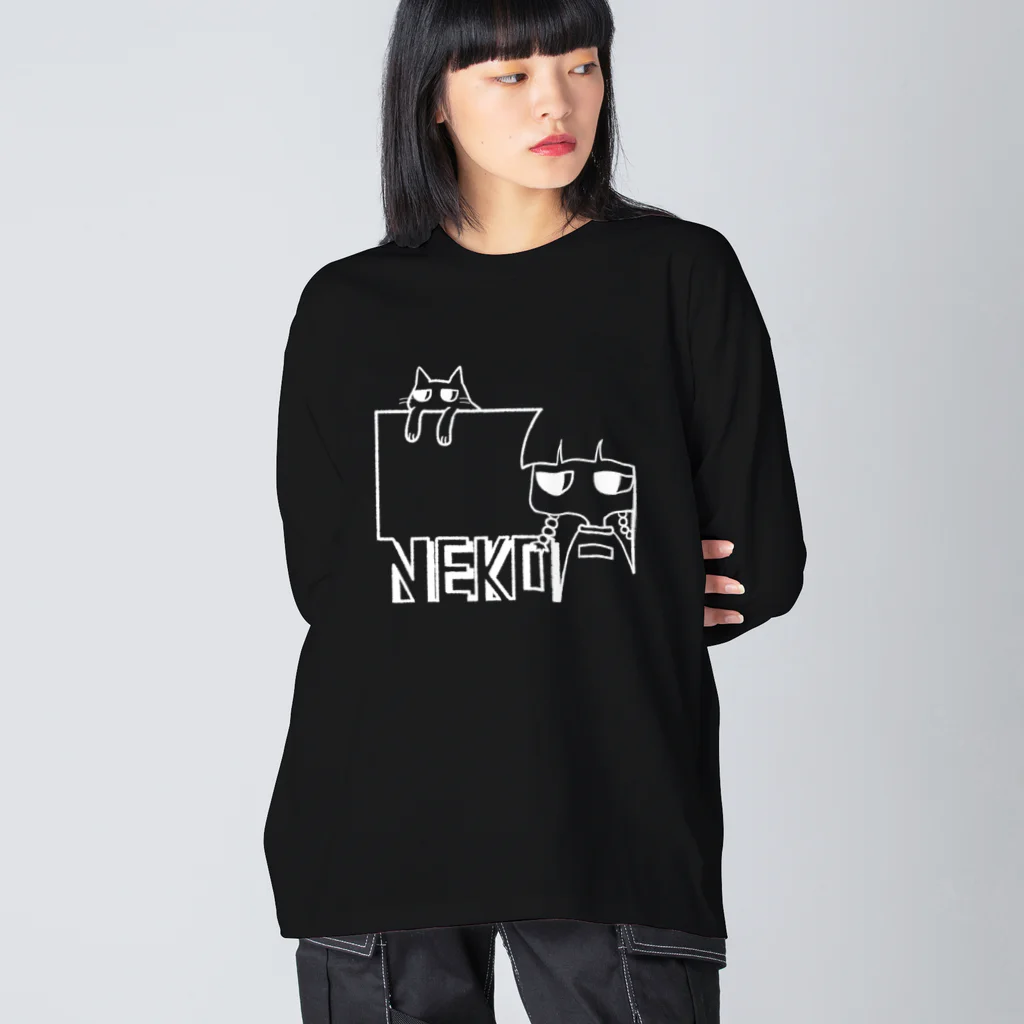 オカ氏のNEKO-Girl White Big Long Sleeve T-Shirt