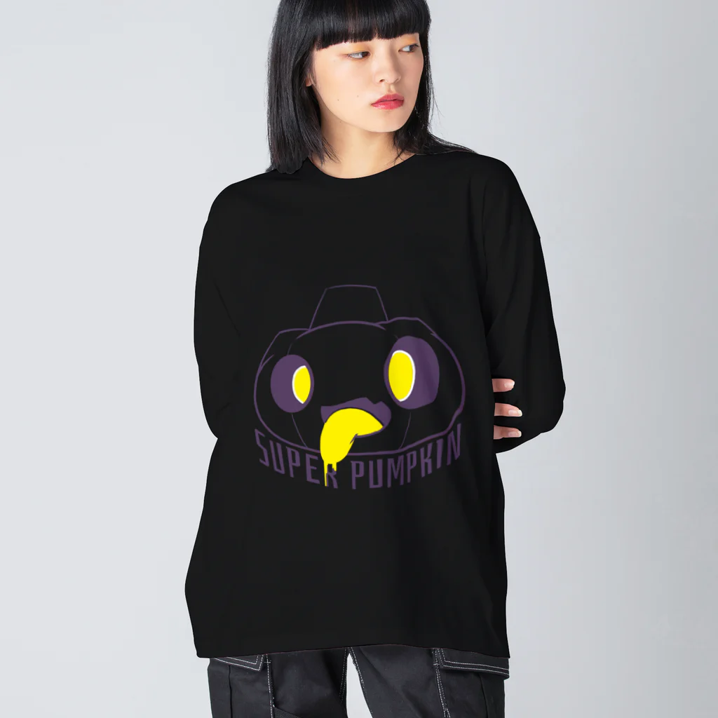 SUPER_PUMPKINのSUPER_PUMPKIN フレーム紫 ビッグシルエットロングスリーブTシャツ