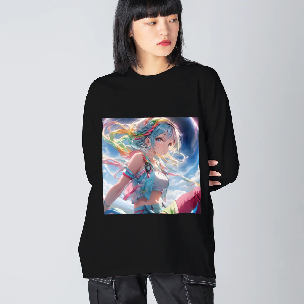 かわいい娘ショップのカラフルヘアー少女 Big Long Sleeve T-Shirt