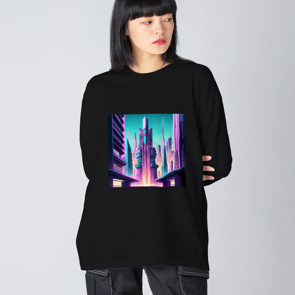 のんびりアート工房のサイバーパンク都市 Big Long Sleeve T-Shirt