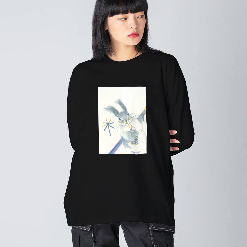 お菓子な森のお菓子なブルーりす美 Big Long Sleeve T-Shirt