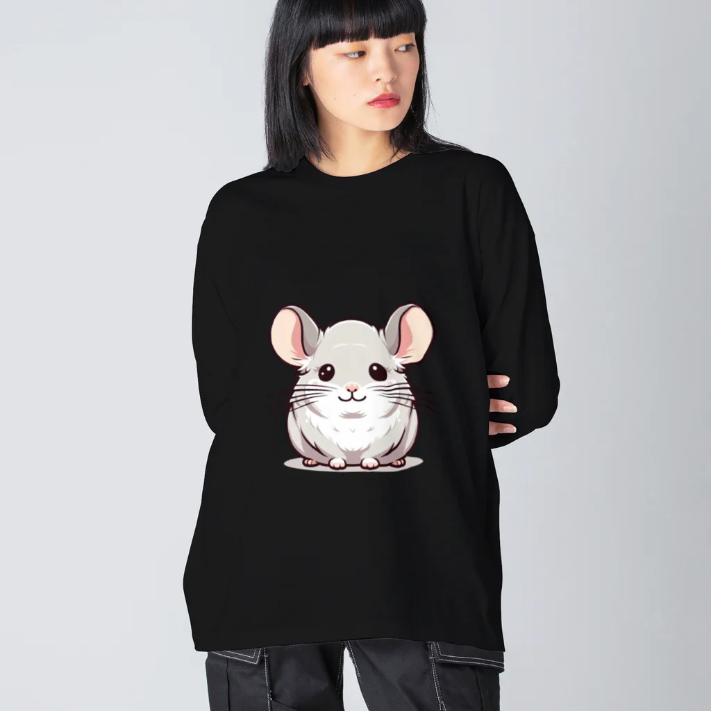 もふっとチンチラ🐭のチンチラ（シナモン） ビッグシルエットロングスリーブTシャツ