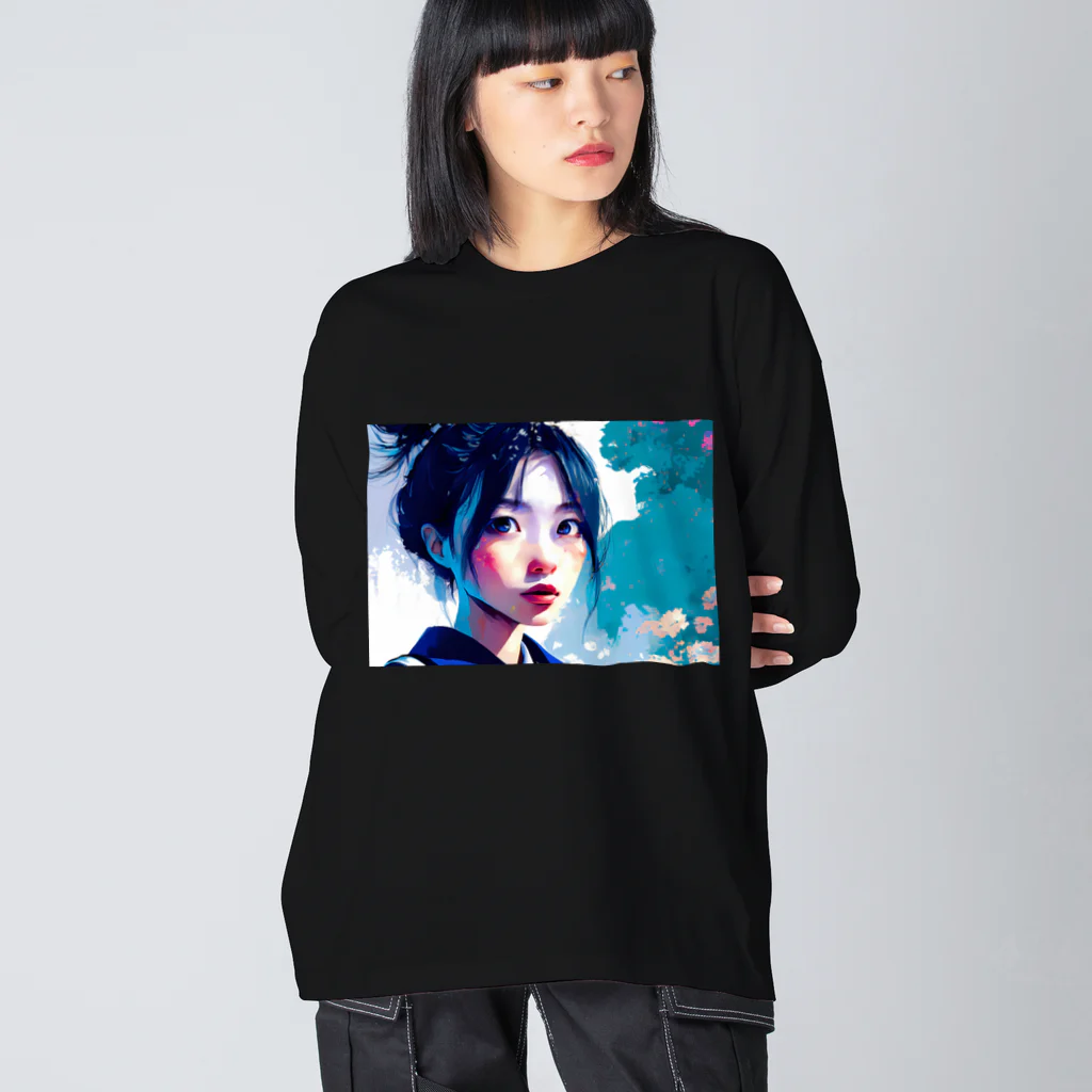 dou-douのblue girl Big Long Sleeve T-Shirt