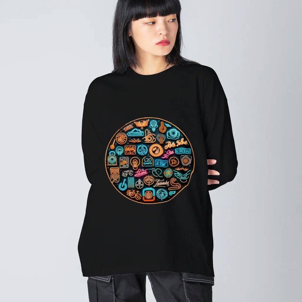 ゆゆまるshopのネオンシリーズ「丸看板」 Big Long Sleeve T-Shirt