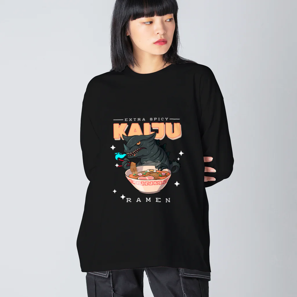 World_Teesのレトロアニメ怪獣ラーメン  ビッグシルエットロングスリーブTシャツ