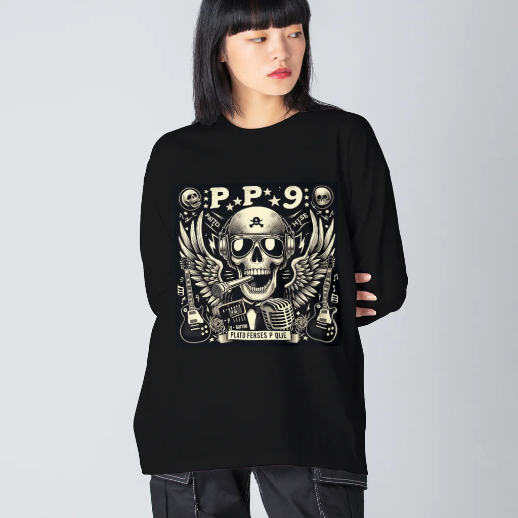 Prosperous Peony 6のバンド風Tシャツ　髑髏 Big Long Sleeve T-Shirt