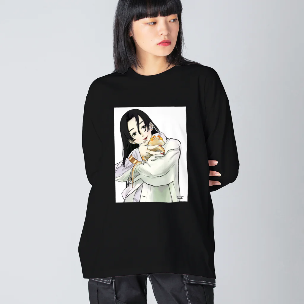 HermannStrasseのフトアゴと女の子 ビッグシルエットロングスリーブTシャツ