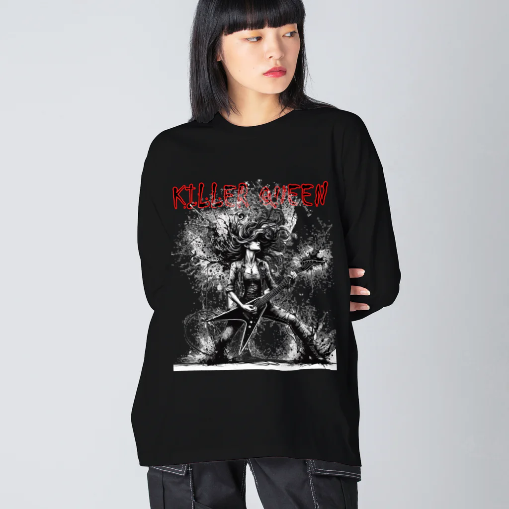 PALA's SHOP　cool、シュール、古風、和風、のguitar女子(KILLER　 QUEEN) ビッグシルエットロングスリーブTシャツ