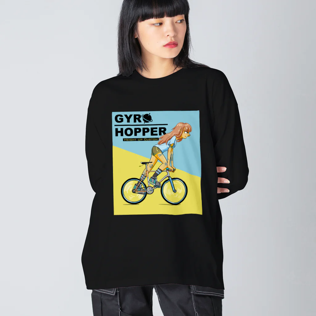 nidan-illustrationのGYRO HOPPER (inked fixie girl) ビッグシルエットロングスリーブTシャツ