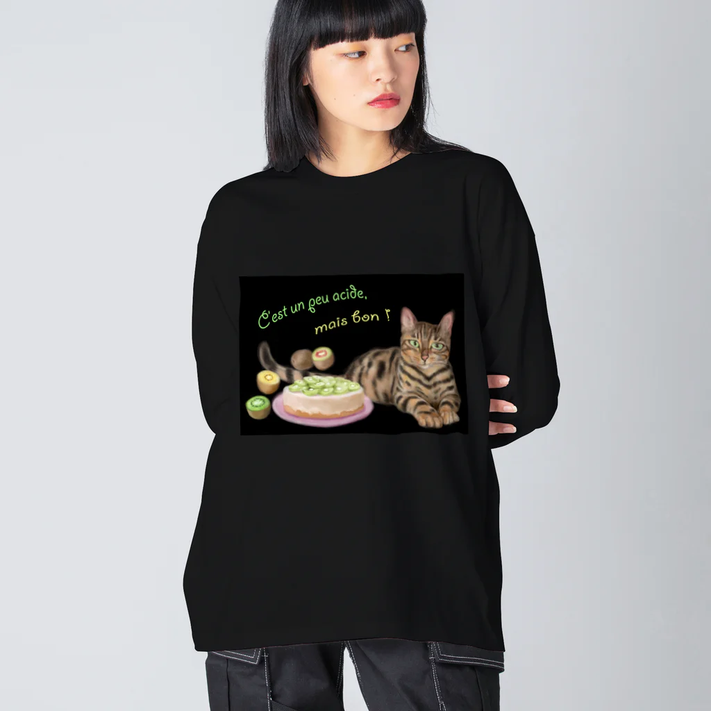 Ａｔｅｌｉｅｒ　Ｈｅｕｒｅｕｘのにゃんことキウイのレアチーズケーキ ビッグシルエットロングスリーブTシャツ