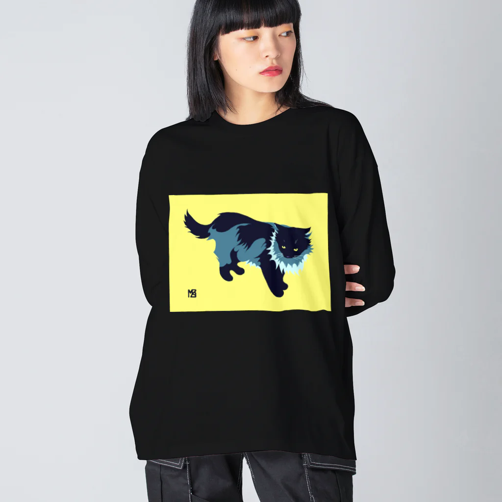 無真獣73号のたてがみのある猫 ビッグシルエットロングスリーブTシャツ